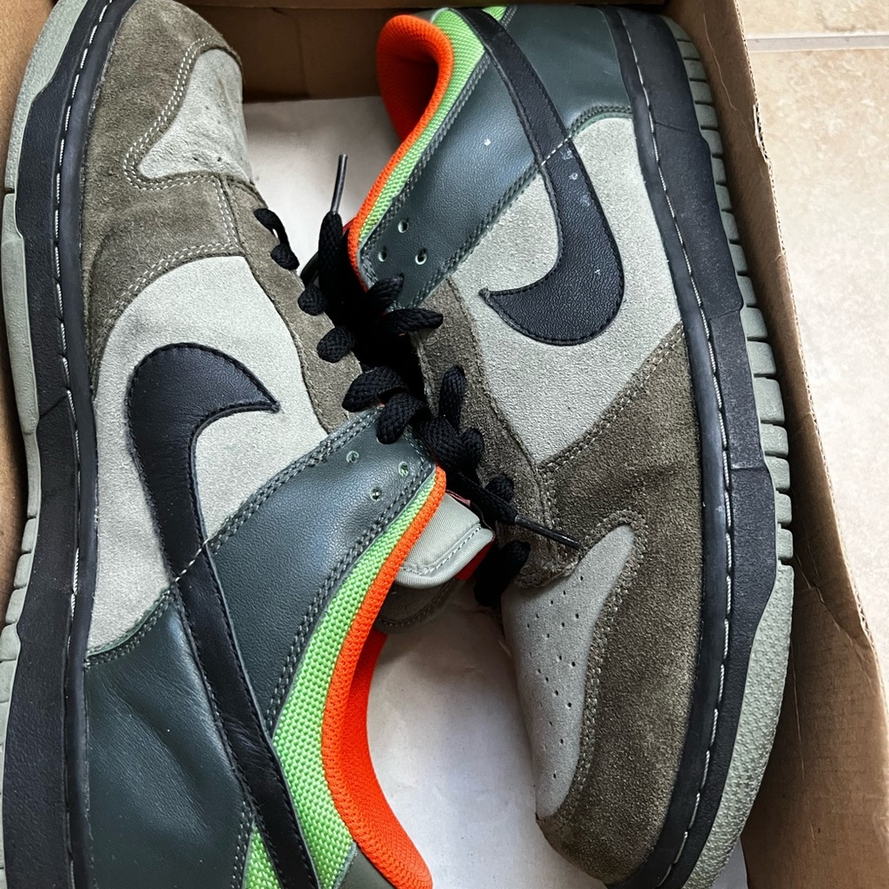 Nike Men's Dunk Low Olive and Orange Sneakers